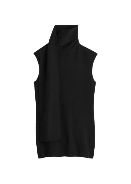 Toteme-Sleeveless-scarf-knit-black-525317_nobg Toteme Knitwear luxury Clothing from Luxury Handbags Marketplace