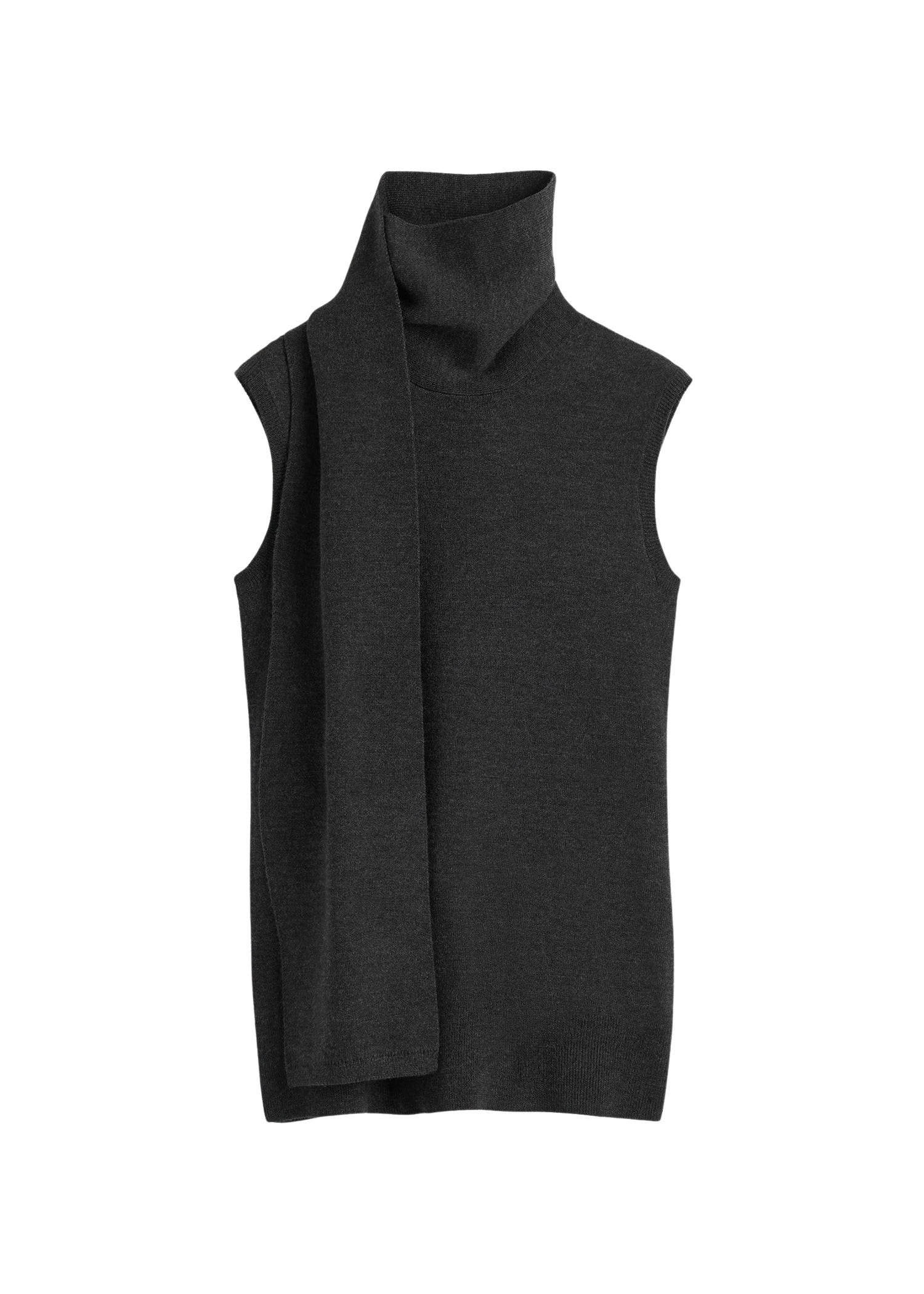 Toteme-Sleeveless-scarf-knit-dark-grey-melange-572697_nobg Toteme Knitwear luxury Clothing from Luxury Handbags Marketplace