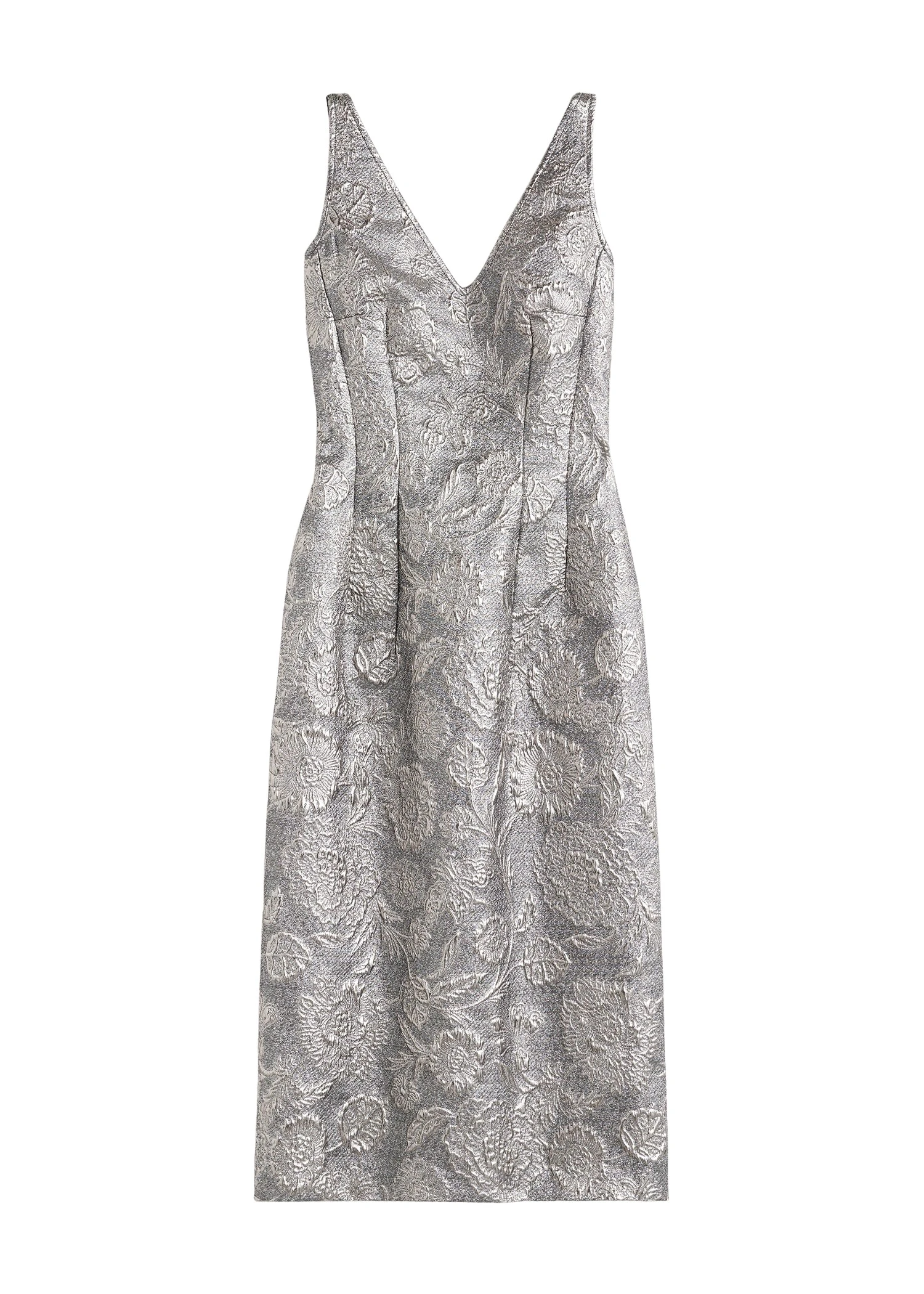 Toteme-V-neck-brocade-dress-silver-569240_nobg Toteme Dresses luxury Clothing from Luxury Handbags Marketplace