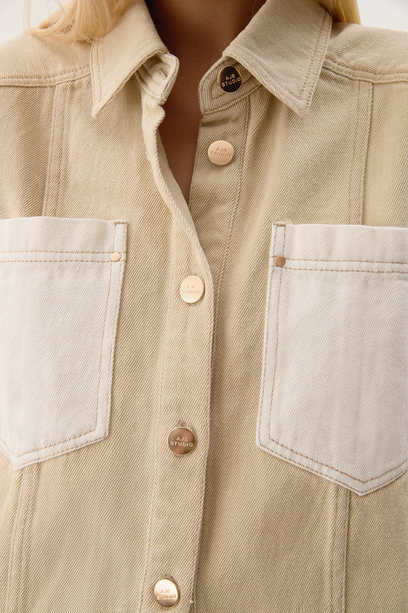 Aje-Sadie-Cropped-Denim-Shirt Aje Ivory Tops