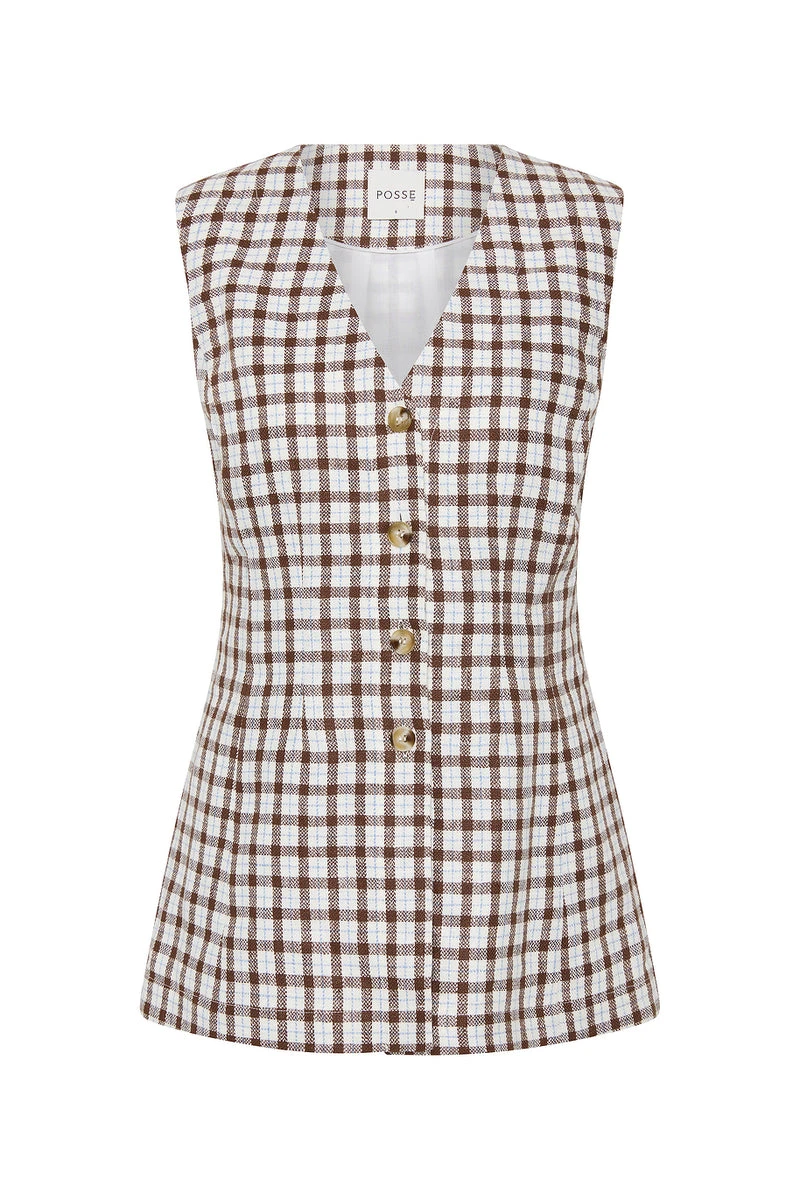 Posse The label Lori Vest - Chocolate Plaid Posse The label Clothing