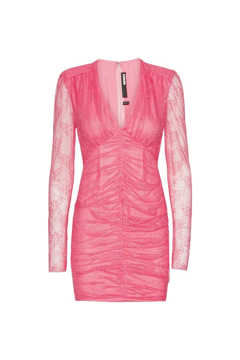 Rotate-Birger-Christensen-Lace-Mini-Ls-Dress-Pink82407_nobg Rotate Pink Dresses luxury Clothing from Luxury Handbags Marketplace