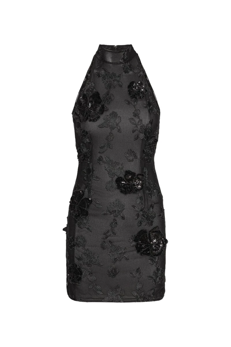 Rotate-Birger-Christensen-Mesh-Flower-Mini-Dress-Black-124745_nobg Rotate Black Dresses luxury Clothing from Luxury Handbags Marketplace