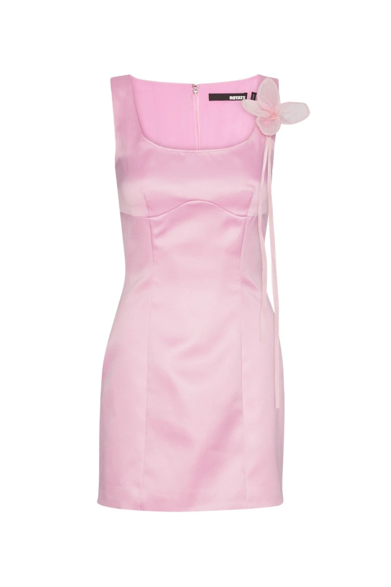 Rotate-Birger-Christensen-Satin-Flower-Dress-Pink69421_nobg Rotate Pink Dresses luxury Clothing from Luxury Handbags Marketplace