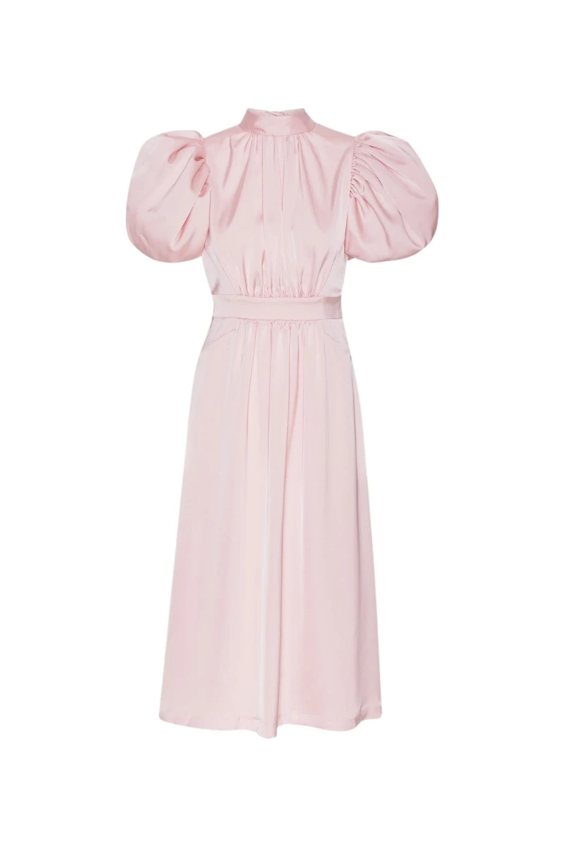 Rotate-Birger-Christensen-Satin-Puff-Midi-Dress-Pink70711_nobg Rotate Pink Dresses luxury Clothing from Luxury Handbags Marketplace