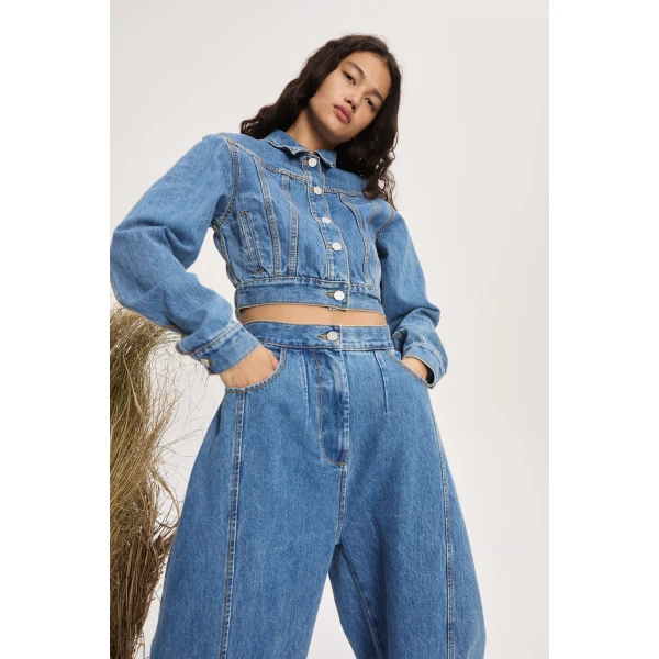 Alemais Stephi Denim Cropped Jacket