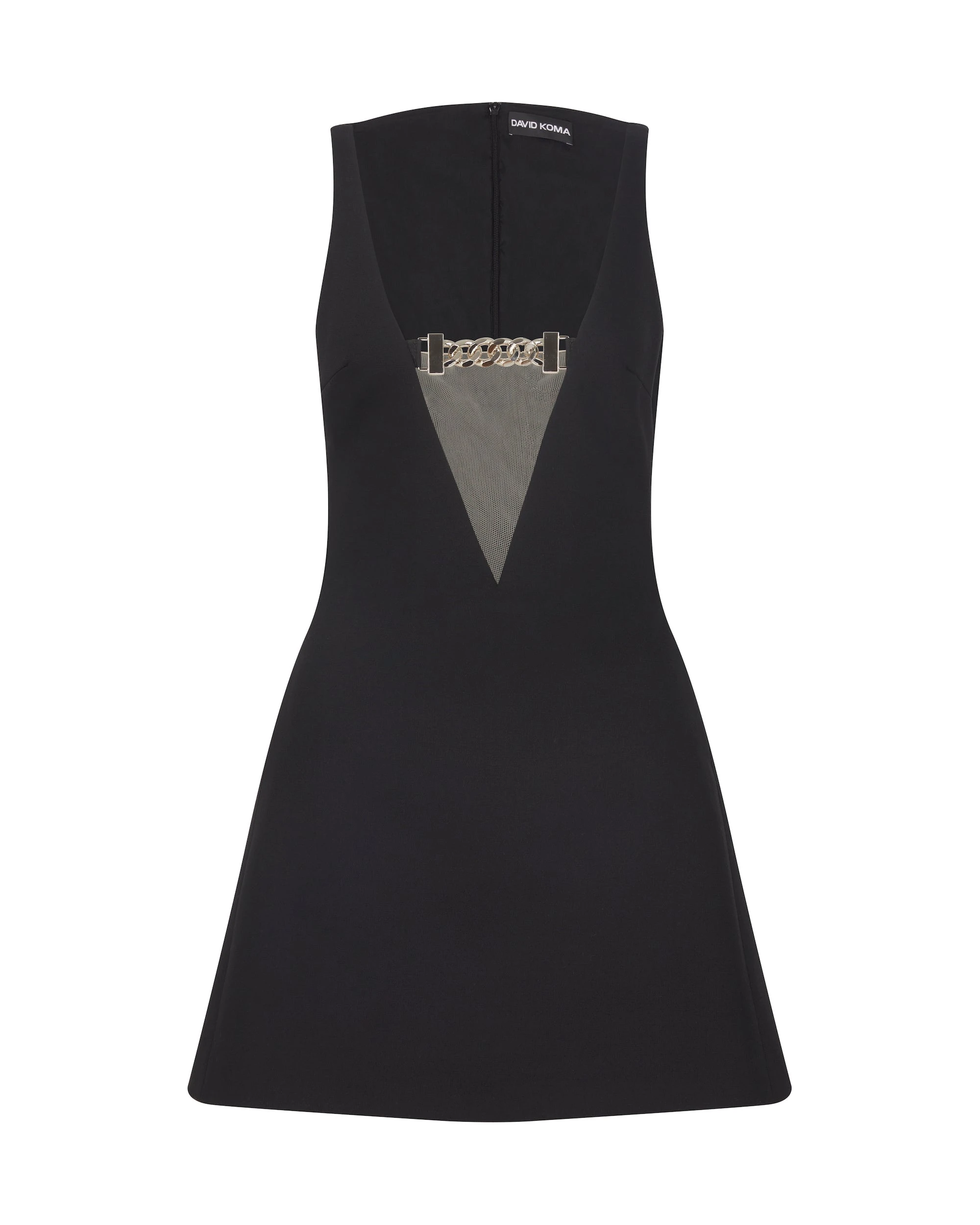 David Koma Chain Detail V Neck Mini Dress David Koma Chain Detail V Neck Mini Dress