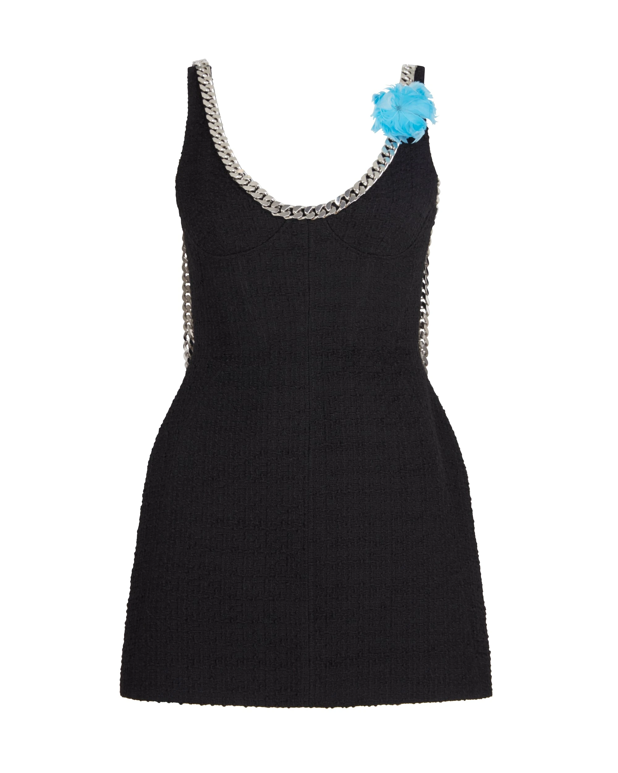 David Koma Feather Flowers And Chain Mini Dress David Koma Feather Flowers And Chain Mini Dress