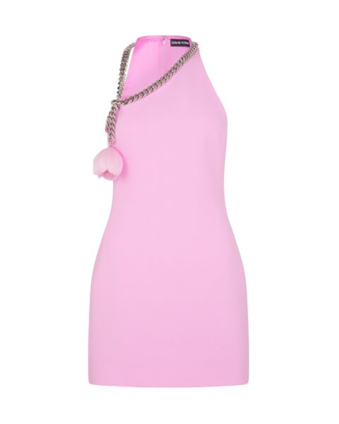 David Koma Flower And Chain One-Shoulder Mini Dress