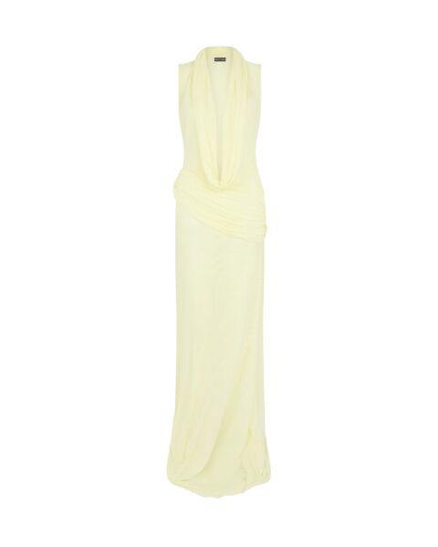 David Koma Plunge Neckline Sleeveless Gown