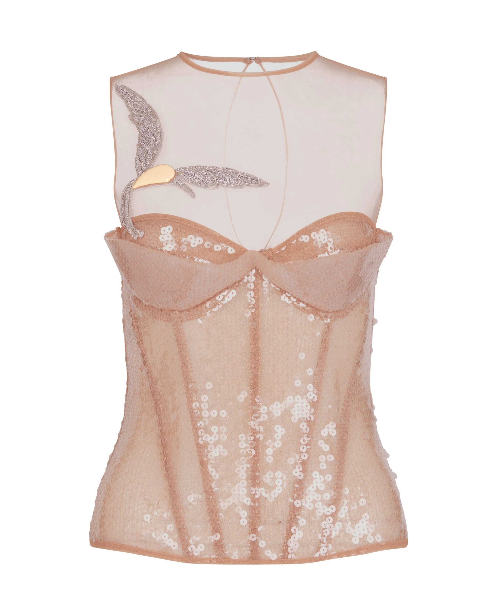 David Koma Sequin Corset Top With A Crystal Hummingbird David Koma Sequin Corset Top With A Crystal Hummingbird
