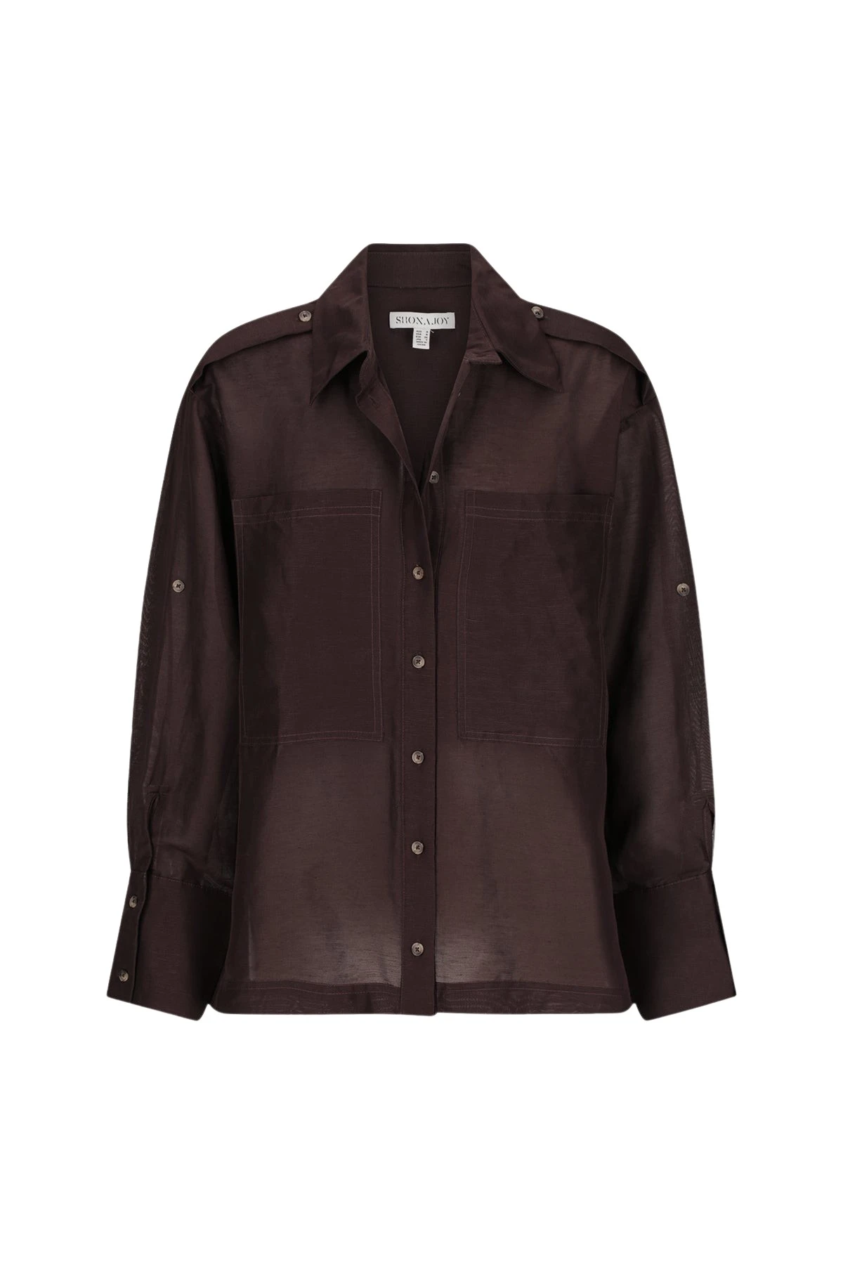 Shona-Joy-Celeste-Shirt-Ganache-621369_nobg Shona Joy Brown Tops luxury Clothing from Luxury Handbags Marketplace