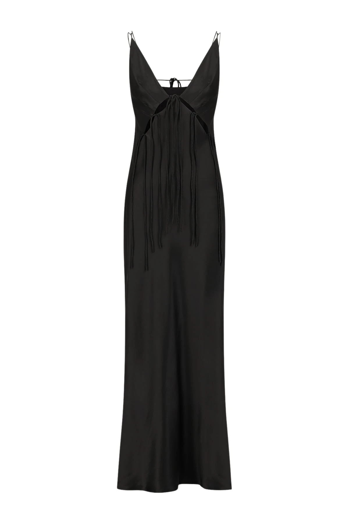 Shona-Joy-Savanna-Plunged-Tie-Maxi-Dress-Black-681289_nobg Shona Joy Black Dresses luxury Clothing from Luxury Handbags Marketplace