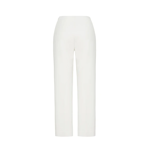 impeccably tailored in compact viscose. Designed to contour the legs