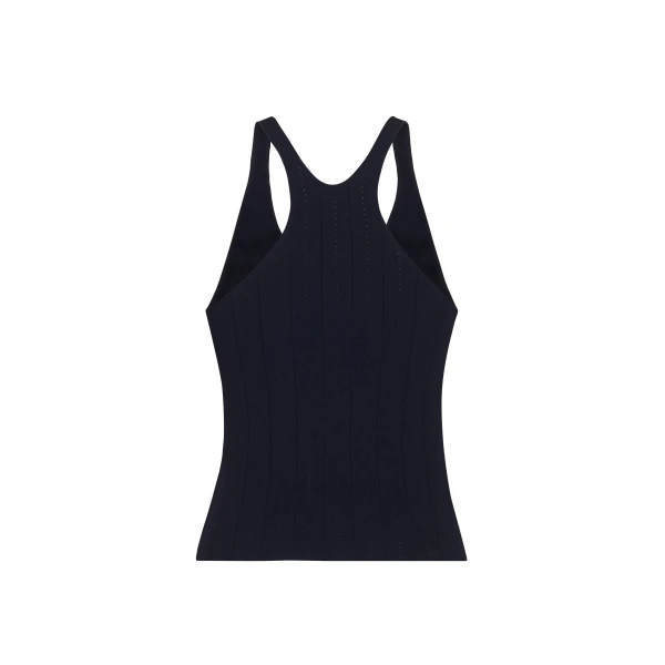 the Lumii Tank is crafted from structured compact jacquard. Clean lines and athletic-inspired straps make it a versatile piece for layering or wearing alone.