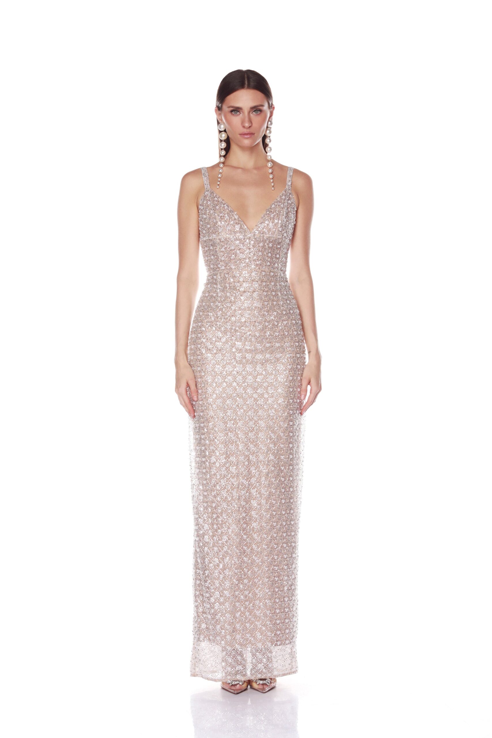 Bronx and Banco Allegra Silver Sequin Maxi Dress Bronx and Banco Silver Allegra Silver Sequin Maxi Dress a harmonious blend of structured elegance and timeless sophistication