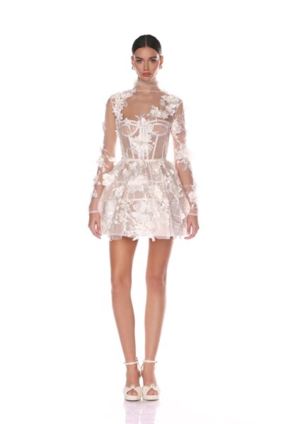Bronx and Banco Multicolour Anastasia Floral Long Sleeve Mini Dress  a harmonious blend of structured elegance and timeless sophistication