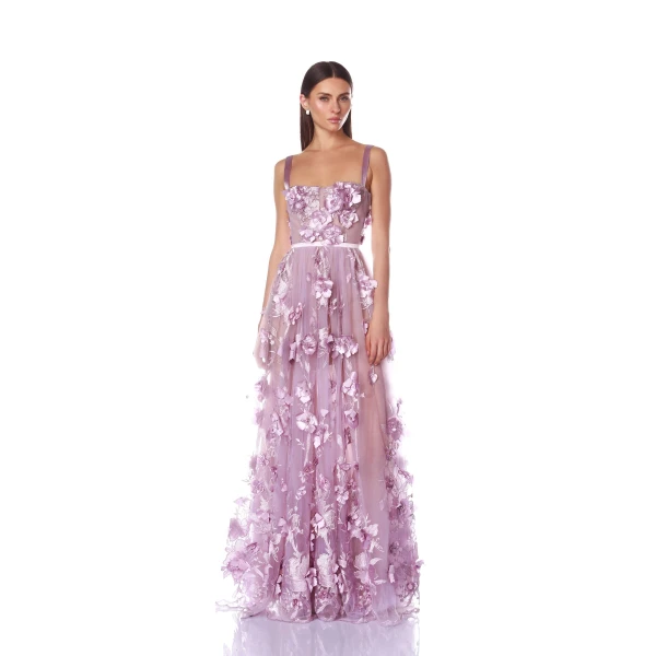 Bronx and Banco Purple Anastasia Lavender Maxi Dress  a harmonious blend of structured elegance and timeless sophistication.