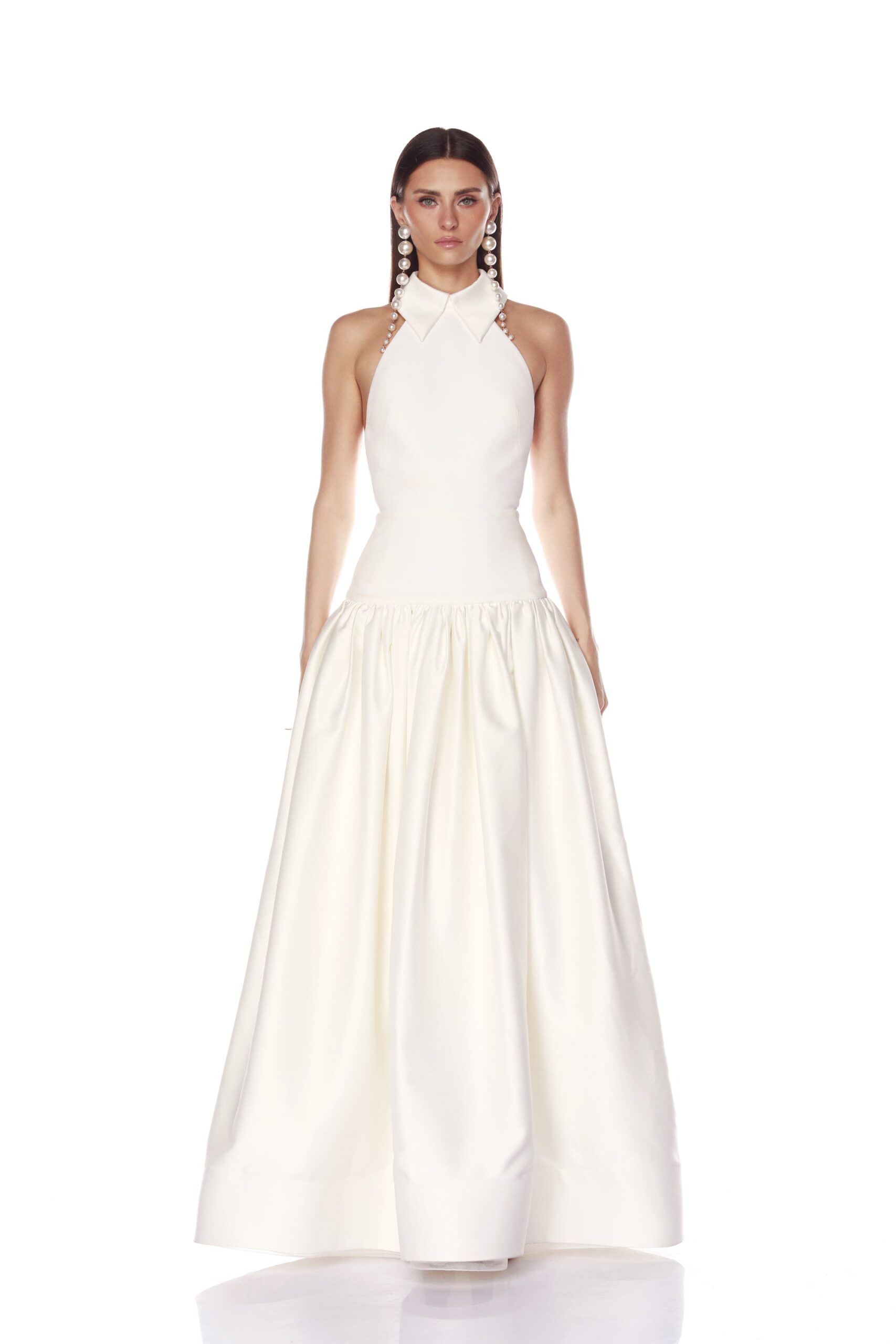 Bronx and Banco Arlo Halterneck White Gown Bronx and Banco White Arlo Halterneck White Gown a harmonious blend of structured elegance and timeless sophistication
