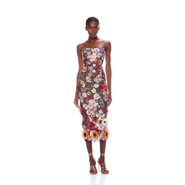 Bronx and Banco Multicolour Bouquet Maraya Multi Midi Dress  a harmonious blend of structured elegance and timeless sophistication
