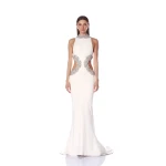 Bronx and Banco Camila White Rhinestone Cutout Gown Bronx and Banco White Camila White Rhinestone Cutout Gown a harmonious blend of structured elegance and timeless sophistication