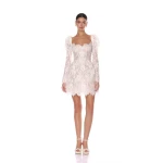 Bronx and Banco Colette Lace Long Sleeve Mini Dress Bronx and Banco White Colette Lace Long Sleeve Mini Dress a harmonious blend of structured elegance and timeless sophistication