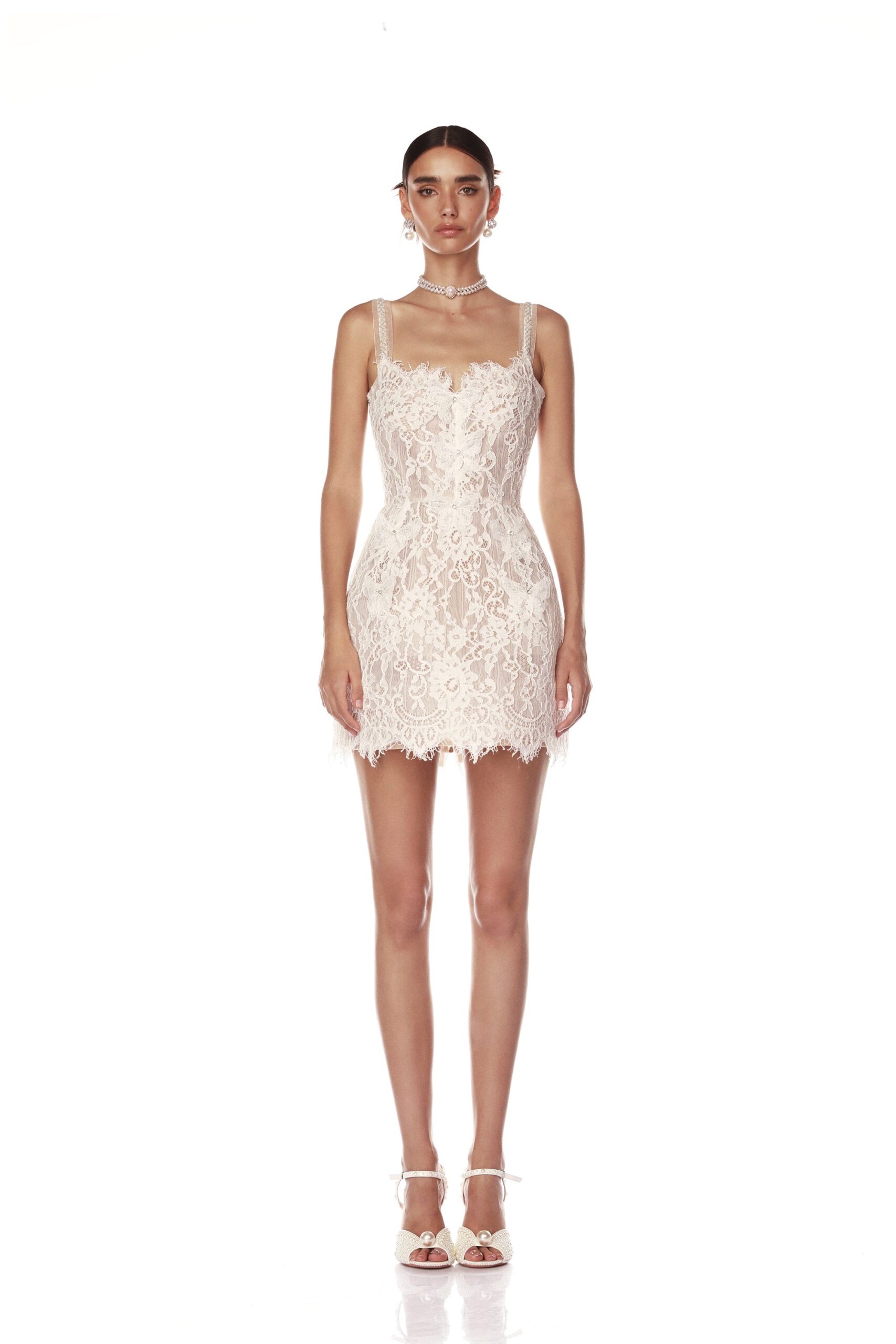 Bronx and Banco Colette Lace Mini Dress Bronx and Banco Ivory Colette Lace Mini Dress a harmonious blend of structured elegance and timeless sophistication