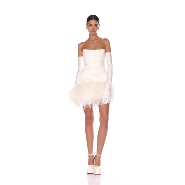 Bronx and Banco White Fiora White Mini Dress  a harmonious blend of structured elegance and timeless sophistication