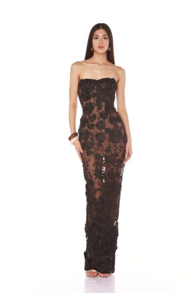 Bronx and Banco Black Jasmine Black Maxi Dress  a harmonious blend of structured elegance and timeless sophistication