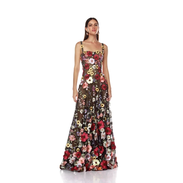 Bronx and Banco Multicolour Jasmine Multi Floral Maxi Dress  a harmonious blend of structured elegance and timeless sophistication