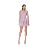 Bronx and Banco Megan Long Sleeve Lavender Mini Dress Bronx and Banco Purple Megan Long Sleeve Lavender Mini Dress a harmonious blend of structured elegance and timeless sophistication
