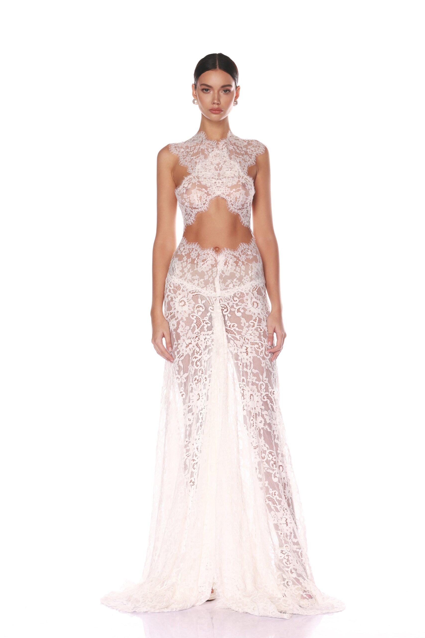 Bronx and Banco Naia Blanc Lace Gown Bronx and Banco Ivory Naia Blanc Lace Gown a harmonious blend of structured elegance and timeless sophistication