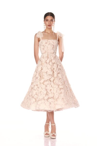 Bronx and Banco White Sabrina White Midi Dress  a harmonious blend of structured elegance and timeless sophistication