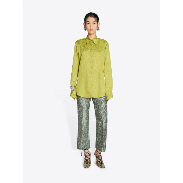 in plissé crushed viscose cotton blend.