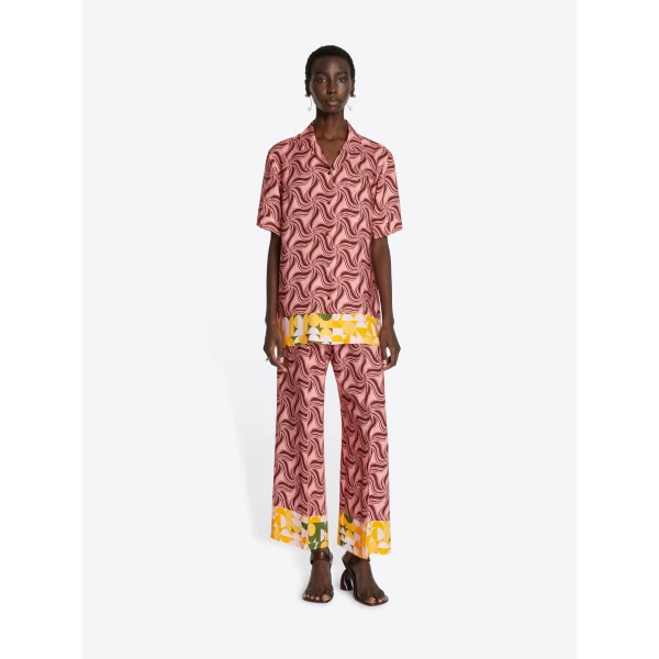 in geometrical printed viscose.