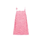 Leo Lin Fifi pink lace mini dress with bell sleeves and floral embroidery — shop feminine designer looks at Luxury Shoes 