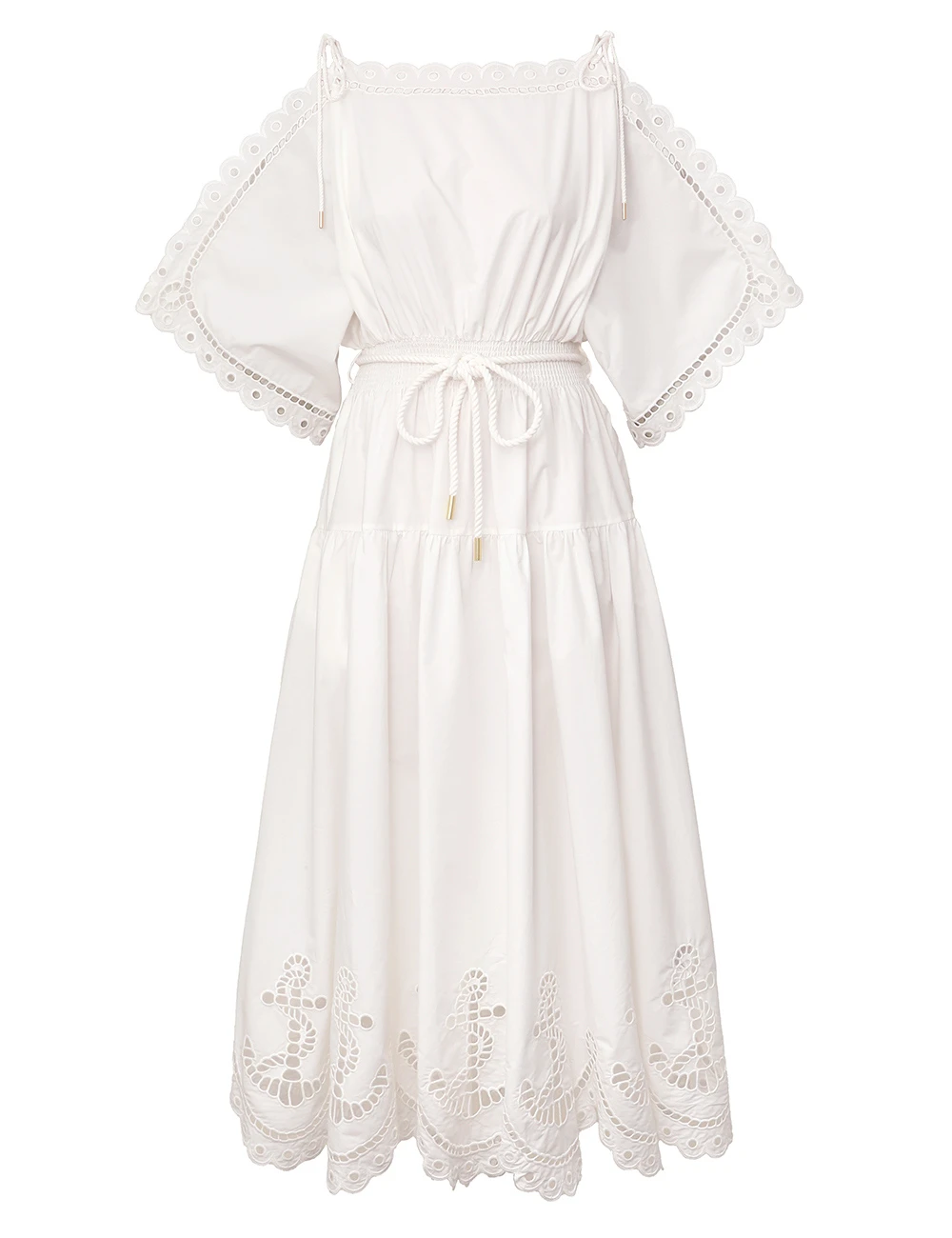 Zimmermann Scarborough Embroidered Midi Dress | Resort 2025 Collection Luxury Shoes Elevate your elegance in this Zimmermann Clothing Midi Dress from the 2025 resort wear edit