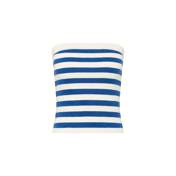 Posse Ari Strapless Top - Blue Stripe – sustainable Tops in Blue from Australian designer at Luxury Shoes .