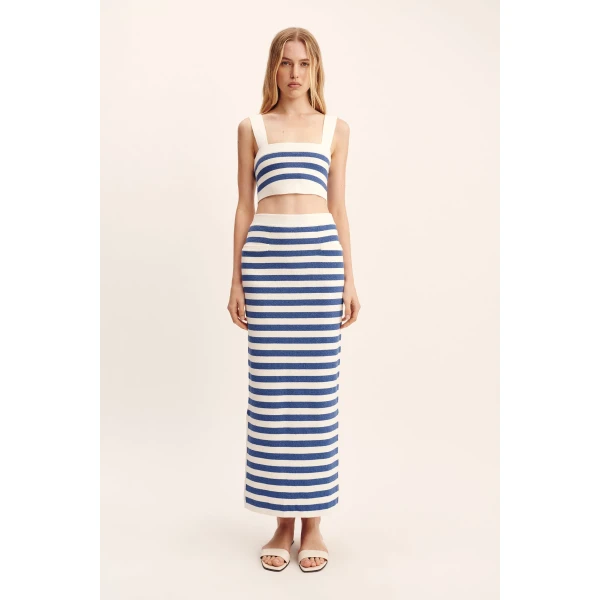 Posse Ari Top - Blue Stripe – sustainable Tops in Blue from Australian designer at Luxury Shoes .
