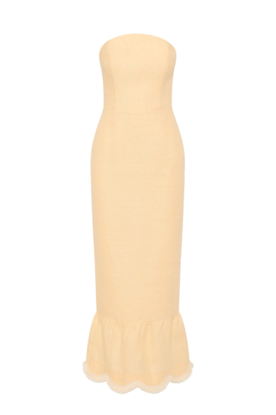Posse Essie Strapless Dress - Dusty Citron – sustainable Dresses in Yellow from Australian designer at Luxury Shoes .