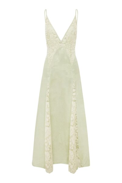 Alemais Contemporary Wardrobe Dress_Midi Apollonia Pistachio Slip Dress — designer powerwear from Luxury Shoes 