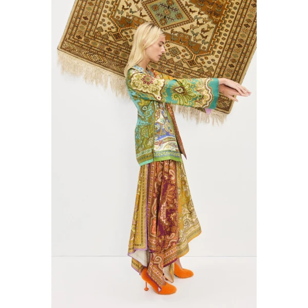 Alemais Contemporary Wardrobe Skirt Clemenza Spliced Scarf Silk Skirt — designer powerwear from Luxury Shoes 