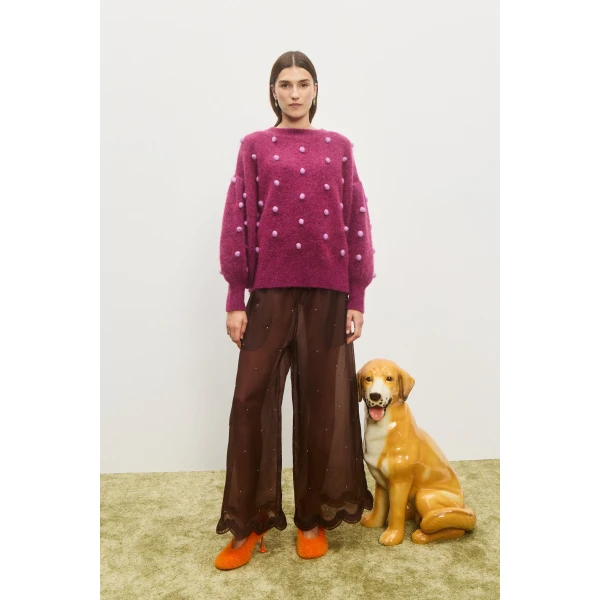 Alemais Contemporary Wardrobe Top_Knitwear Elia Mulberry Balloon Sweater — designer powerwear from Luxury Shoes 