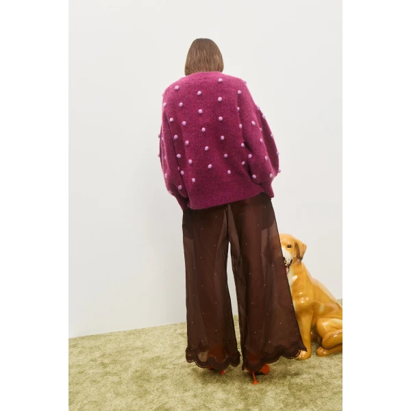 Alemais Contemporary Wardrobe Top_Knitwear Elia Mulberry Balloon Sweater — designer powerwear from Luxury Shoes 