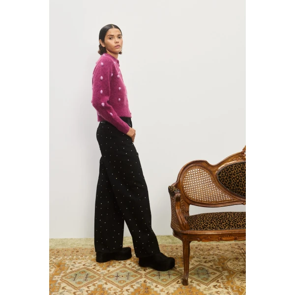 Alemais Contemporary Wardrobe Top_Knitwear Elia Mulberry Cropped Cardigan — designer powerwear from Luxury Shoes 