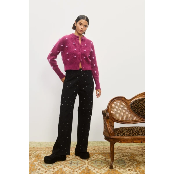 Alemais Contemporary Wardrobe Top_Knitwear Elia Mulberry Cropped Cardigan — designer powerwear from Luxury Shoes 