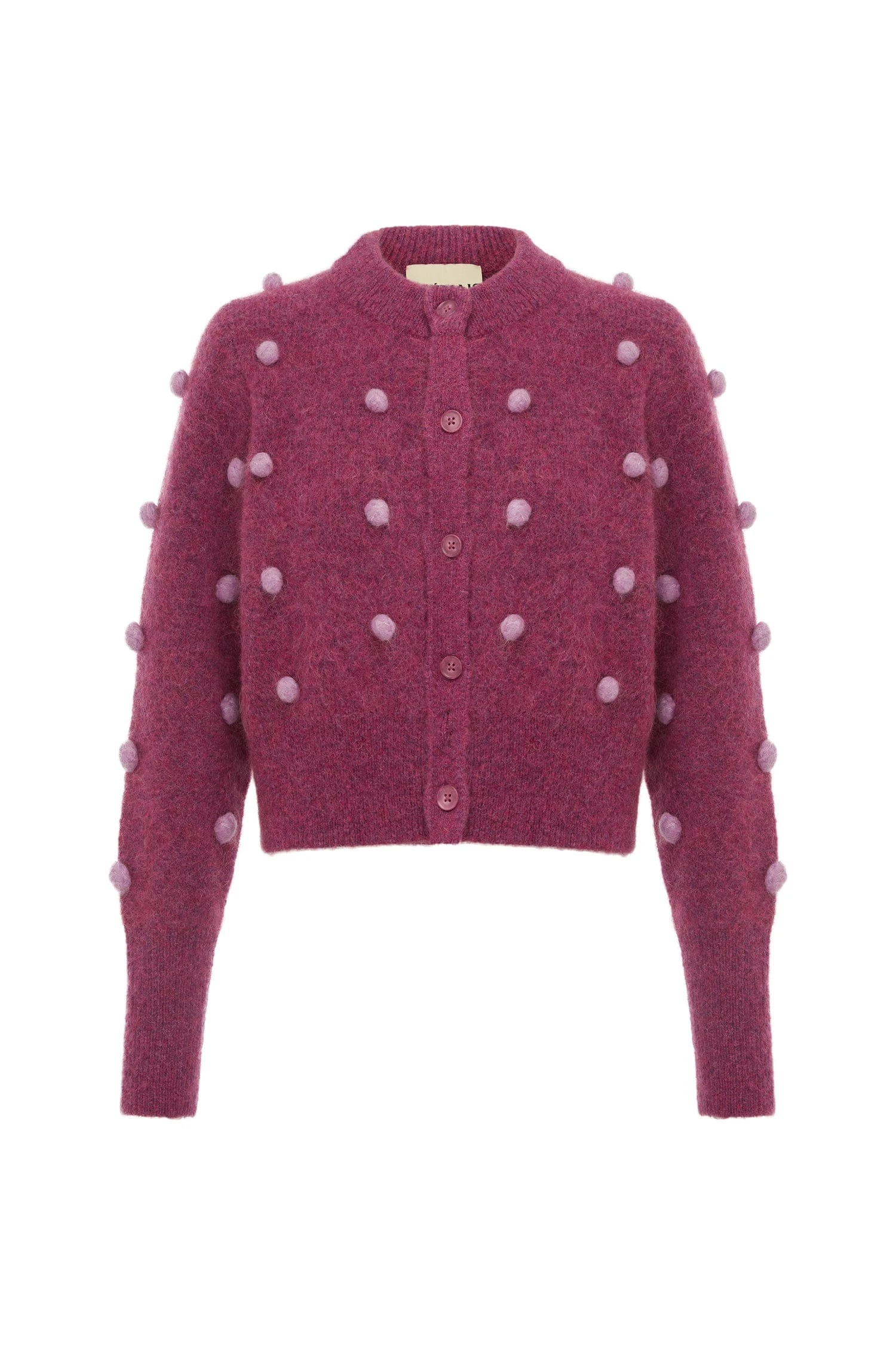 Alemais Alemais Contemporary Wardrobe Top_Knitwear Elia Mulberry Cropped Cardigan — designer powerwear from Luxury Shoes