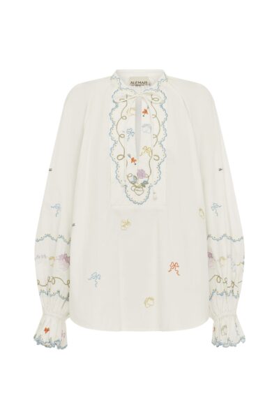Alemais Contemporary Wardrobe Top Giulia Embroidered Blouse — designer powerwear from Luxury Shoes 