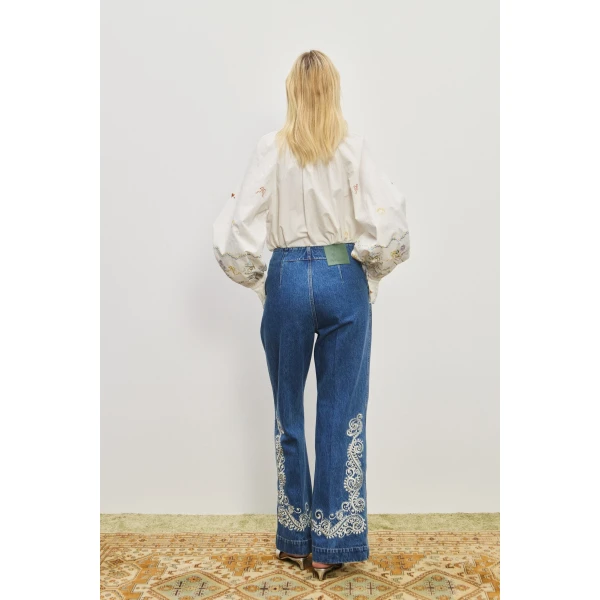 Alemais Contemporary Wardrobe Pant Jacones Flare Denim Jean — designer powerwear from Luxury Shoes 