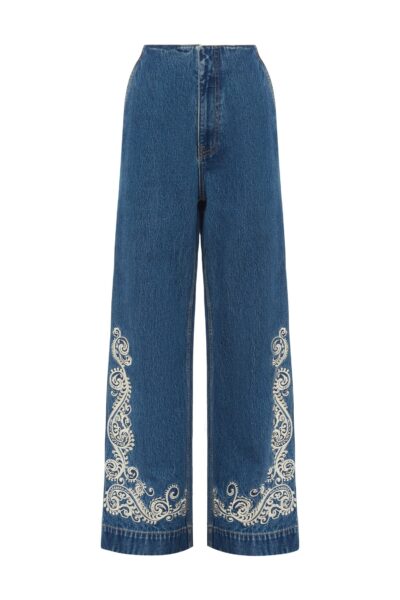 Alemais Contemporary Wardrobe Pant Jacones Flare Denim Jean — designer powerwear from Luxury Shoes 